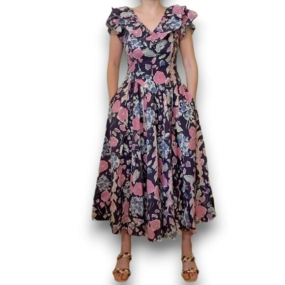 Laura Ashley Dresses & Skirts - Vintage Floral Laura Ashley Ruffle Midi Dress